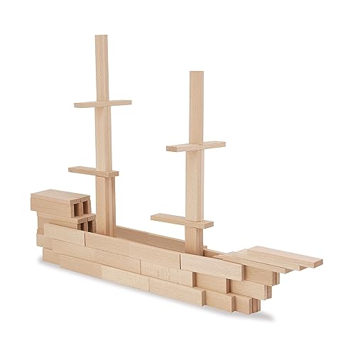 Eichhorn - Holzbaukasten - Holzsteine zum Bauen, inkl. Vorlagen, aus FSC 100% zertifiziertem Buchenholz, 200 teilig, für Kinder ab Zwei Jahren von Eichhorn