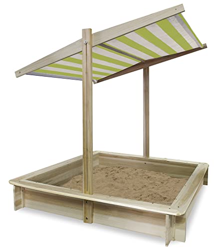 Eichhorn Outdoor Sandkasten, mit Sitzfläche und wasserfestem Dach, Dach als Sonnenschutz und Abdeckung, 120x120cm, Sitzhöhe 20cm/Sitzbreite 11cm, Fichtenholz von Eichhorn