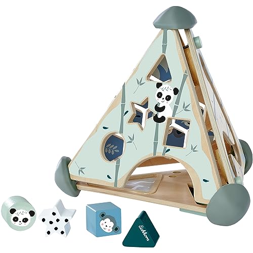 Eichhorn 100003812, Spielcenter Pyramide mit Kugelbahn, Musikfunktion und Steck, sowie Memospiel, 16-TLG., 33x33x38 cm, fördert Feinmotorik und Koordination, aus Birkenholz, ab 1 Jahr von Eichhorn