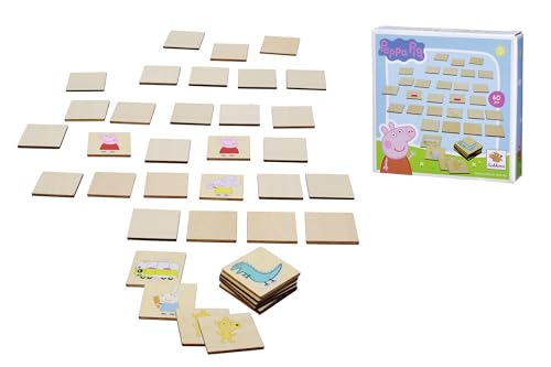 Eichhorn - Peppa Pig Bilder-Memo Spiel, 40 Steine mit 20 Motiven, fördert die Konzentration und das Gedächtnis, 4x4cm, 100% FSC zertifiziertes Lindensperrholz, ab 4 Jahren von Eichhorn