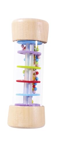 Eichhorn – Regenmacher aus Holz (12,5 cm) – farbenfrohes Musikspielzeug mit sanften Regengeräuschen – Babyspielzeug ab 12 Monaten – Greif- und Klangspielzeug für kleine Entdecker von Eichhorn