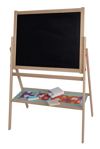 Eichhorn - Standtafel, Kindertafel mit 10 Kreiden, 1 Stift und Schwamm, zweiseitig beschreibbar, mit Ablage, drehbar, 13 teilig, 58x86 cm, aus Buchenholz, ab 3 Jahren, Bunt, 100002588 von Eichhorn