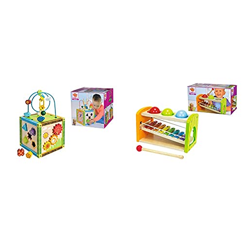 Eichhorn buntes Spielcenter, Motorikwürfel mit Motorikschleife, Uhr, Motorikspiel, Größe: 20x20x36 cm & Xylophon Klopfbank, enthält: Klöppel, 8X Noten, 3X Kugeln, 6-TLG., Birkenholz, 12,5x25x14cm Eichhorn buntes Spielcenter, Motorikwürfel mit Motorikschleife, Uhr, Motorikspiel, Größe: 20x20x36 cm & Xylophon Klopfbank, enthält: Klöppel, 8X Noten, 3X Kugeln, 6-TLG., Birkenholz, 12,5x25x14cm von Eichhorn
