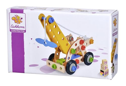 Eichhorn - 100039022 - Constructor Kranwagen, 70-teilig, Holzspielzeug-Konstruktionsset, 4 Verschiedene Modelvarianten baubar, Holzbaukasten, Motorikspielzeug ab 3 Jahren Eichhorn - 100039022 - Constructor Kranwagen, 70-teilig, Holzspielzeug-Konstruktionsset, 4 Verschiedene Modelvarianten baubar, Holzbaukasten, Motorikspielzeug ab 3 Jahren von Eichhorn