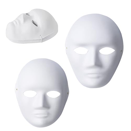 Eidoct 10 DIY selbstgemachte weiße Papiermasken Tarnmasken können gemalt werden Vollgesichtsmasken, geeignet für Karneval, Rollenspiel, Halloween, Weihnachtsfeiern (5 Männer+5 Frauen) von Eidoct
