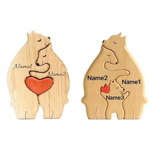 Eieenotee Kunst-B?Ren-Familienpuzzle, Personalisierter Name, Individuelle Heimdekoration, Thanksgiving, Weihnachten, Herzerw?rmendes Geschenk f¨¹r Baby-Mama von Eieenotee