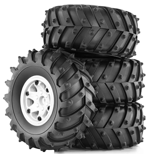 Eighosee 4 Stück 128 mm 1/10- Beadlock-Felgengummireifensatz für 1/10 RC Crawler Car TRX4 D90 D110 Axial SCX10 von Eighosee