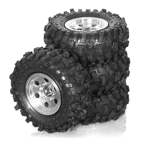 Eighosee 4 Stück 51 mm 1,0 Metall-Beadlock-Radreifensatz für 1/18 1/24 RC Crawler Car TRX4M SCX24 FCX24 Upgrade-Teile Silber von Eighosee