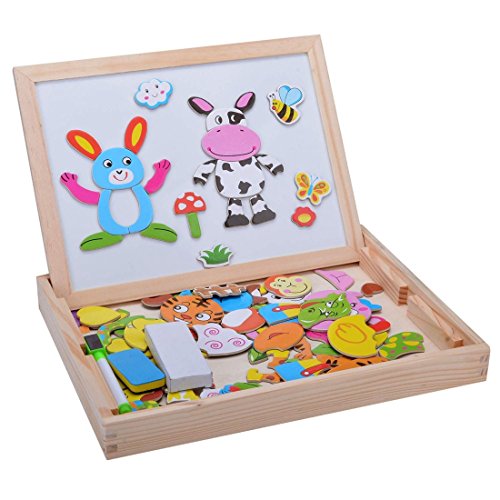 Eighosee Kinder-Holzpuzzle, multifunktional, doppelseitig, magnetisch, Zeichentafel-Puzzle – Sternzeichen von Eighosee