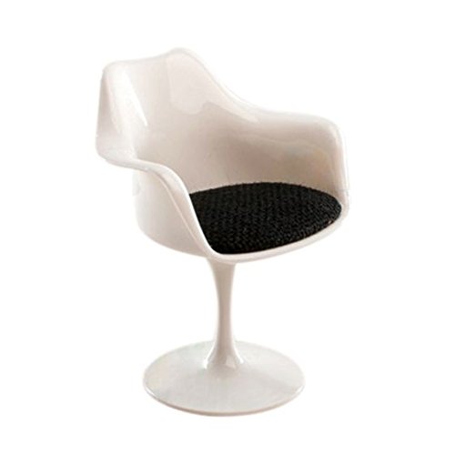 Eighosee Sessel Drehstuhl aus Kunststoff im Maßstab 1:6, für Miniaturdekoration, Weiß und Schwarz von Eighosee