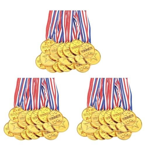 Eioeeklop 90er-Pack Goldene Siegermedaillen Aus Kunststoff für Kinder - Perfekt für Sport, Wettkämpfe und Als Partygeschenk Eioeeklop 90er-Pack Goldene Siegermedaillen Aus Kunststoff für Kinder - Perfekt für Sport, Wettkämpfe und Als Partygeschenk von Eioeeklop