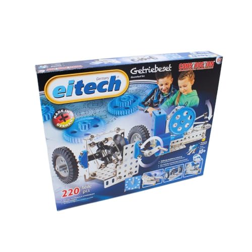 Eitech 00007 Metallbaukasten - Getriebeset, Baukasten mit 220 Teilen und 6 verschiedenen Modellen, Lernspielzeug für Kinder ab 10 Jahre, Experimentierkasten von Eitech