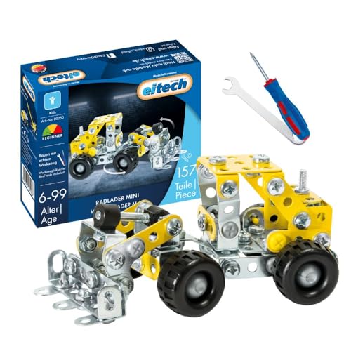 Eitech 00250 Metallbaukasten - Radlader Mini, Modellbau für Kinder ab 6 Jahren, Radlader Spielzeug, Baustellenfahrzeug, Baustellenfahrzeuge Metall, Spielzeug Baustelle von Eitech GmbH