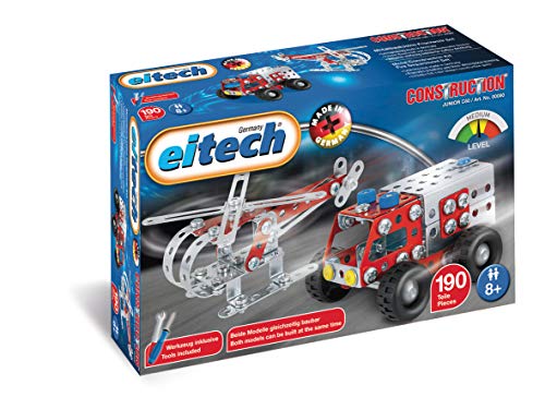Eitech 00080 Metallbaukasten - Feuerwehr Set - Helikopter & Löschwagen, Multicolor von Eitech