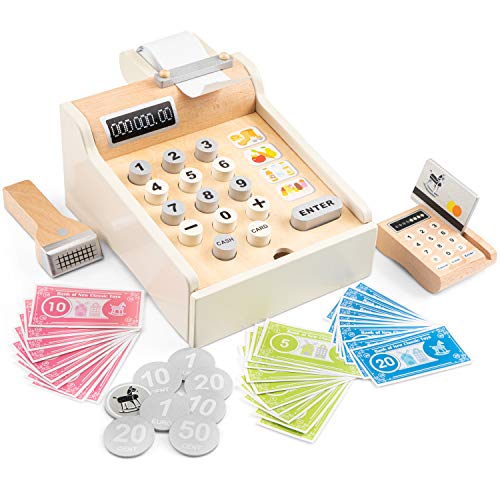New Classic Toys 10651 Registrierkasse, inkl. Spielgeld, Scanner und Bankkarte, Zubehör für Kaufladen, aus Holz, Weiß New Classic Toys 10651 Registrierkasse, inkl. Spielgeld, Scanner und Bankkarte, Zubehör für Kaufladen, aus Holz, Weiß von New Classic Toys