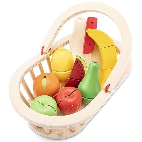 New Classic Toys - 10588 - Kinderrollenspiele - Schneide-Set - Obstkorb von New Classic Toys