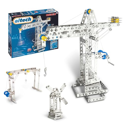 Eitech Metallbaukasten 00005 Multimodell-Set - Konstruktionsspielzeug für Kinder: Turmkran, Hebebrücke, Windmühle 3 in 1 - Bauset für Mädchen und Jungen ab 8 Jahren von Eitech