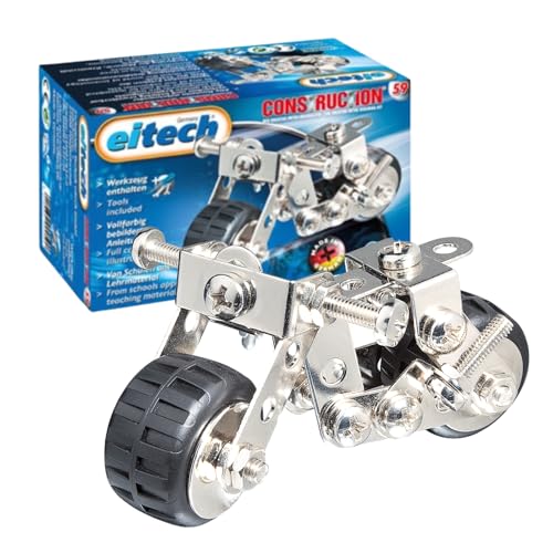 eitech 00059 Metallbaukasten - Motorrad, DIY Bauset für Mädchen und Jungen ab 6 Jahren, Konstruktionsspielzeug mit 75 Bauteilen von Eitech