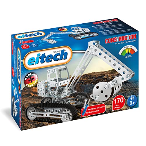 Eitech 00087 Metallbaukasten - Bagger I, Modellauto mit 170 Bauteilen, Baustellenfahrzeug, Modellauto Bausatz, Konstruktionsspielzeug für Kinder ab 8 Jahren von Eitech