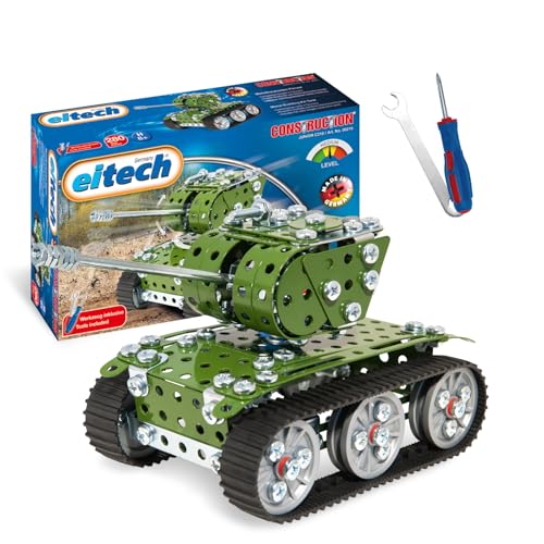 Eitech 00210 Metallbaukasten - Panzer grün, Spielzeug Panzer Modellbausatz für Jungen und Mädchen, Geschenk Kinder ab 8 Jahre, Motorikspielzeug, Modellbau von Eitech
