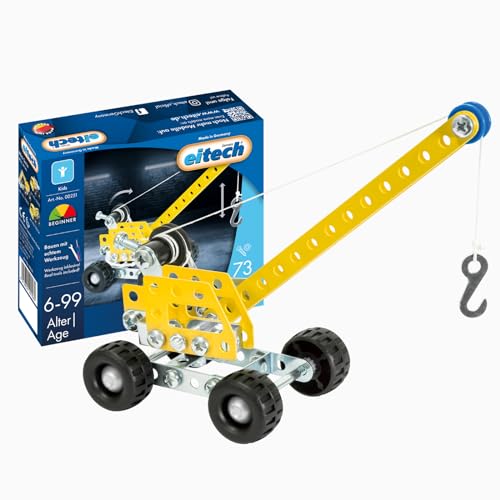 Eitech 00251 Metallbaukasten - Kran Mini, Konstruktionsspielzeug für Kinder ab 6 Jahre, Baustellenfahrzeug mit Seilwinde von Eitech