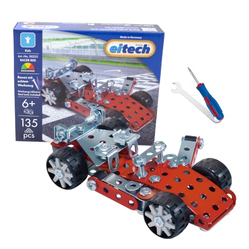 Eitech 00255 Metallbaukasten - Racer Red, Spielzeugauto Bauset, 135 Bauteile für Kinder ab 6 Jahren von Eitech