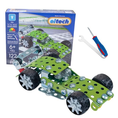 Eitech 00256 Metallbaukasten - Racer Green, Rennwagen Bauset, 122 Bauteile für Kinder ab 6 Jahren, Spielzeugauto, Sportwagen Modellbausatz von Eitech
