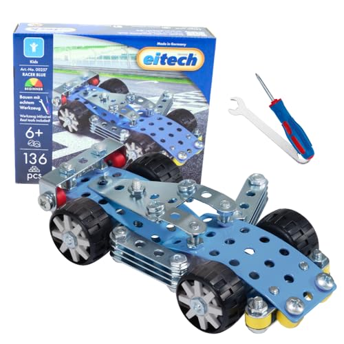 Eitech 00257 Metallbaukasten - Racer Blue, Spielzeug Rennauto Bausatz, 136 Bauteile für Kinder ab 6 Jahren von Eitech