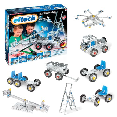 eitech 00006 Metallbaukasten - Basisbaukasten, Bastelspaß mit 8 Modellen, Modellbau für Kinder ab 8 Jahren, Konstruktionsspielzeug für Mädchen und Jungen, Montessori Baukasten von eitech