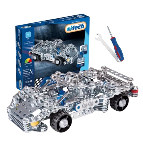 Eitech 00233 Metallbaukasten - Speed Racer Modell 4, 435 Bauteile, Modellauto-Bausatz, DIY Lernspielzeug, Rennwagen ca. 17,5 cm, Konstruktionsspielzeug für Kinder ab 8 Jahren von Eitech