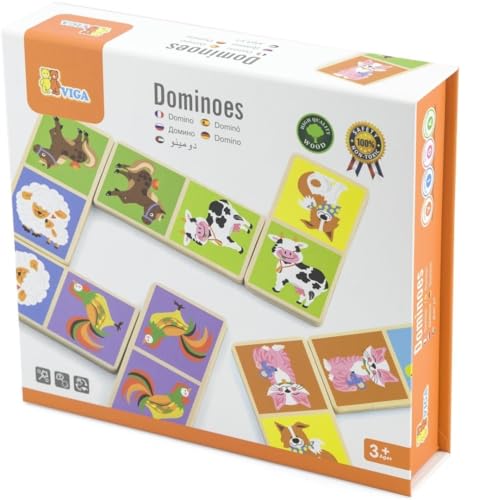 Eitech GmbH 51306 Viga Toys-Domino-Bauernhoftiere, Multi Color von Eitech