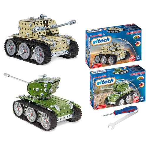 Eitech Metallbaukasten - Panzer, Spielzeug Panzer Modellbausatz für Jungen und Mädchen, Geschenk Kinder ab 8 Jahre, Motorikspielzeug, Modellbau (2er Set) von Eitech