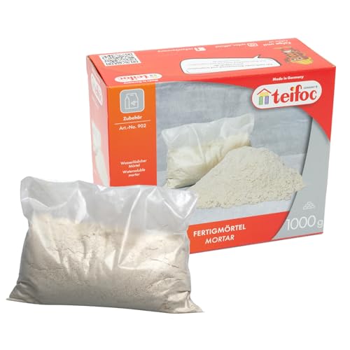 teifoc 902 - Fertigmörtel 1000 g, wasserlöslicher Mörtel zum Basteln, Bauen für Mädchen und Jungen mit Zement, Montessori Spielzeug, DIY Modellbau für Kinder von Teifoc