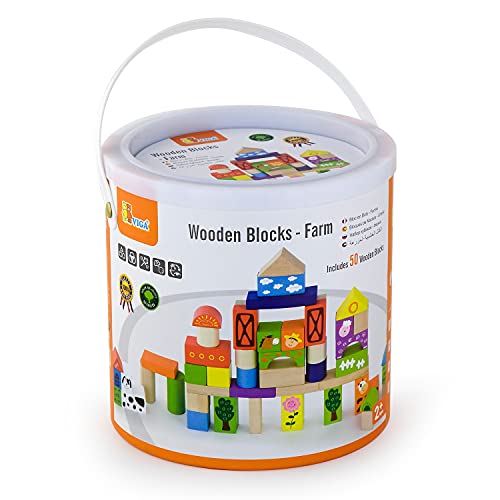VIGA 2043608 Toys - Holzebausteine - Bauernhof - 50 Stück VIGA 2043608 Toys - Holzebausteine - Bauernhof - 50 Stück von Eitech