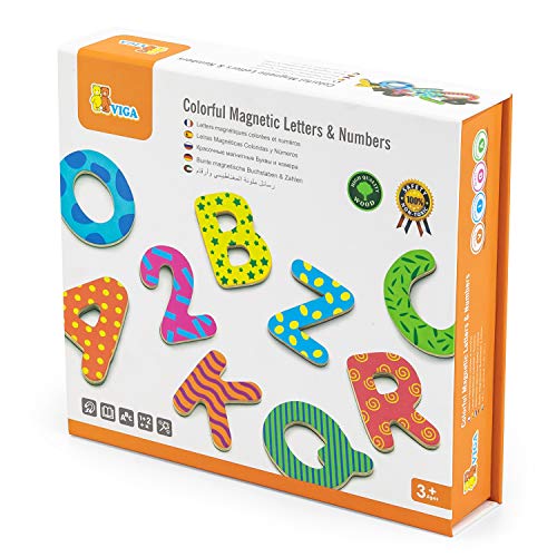 VIGA 59429 Toys - Magnetische Buchstaben und Zahlen von Eitech