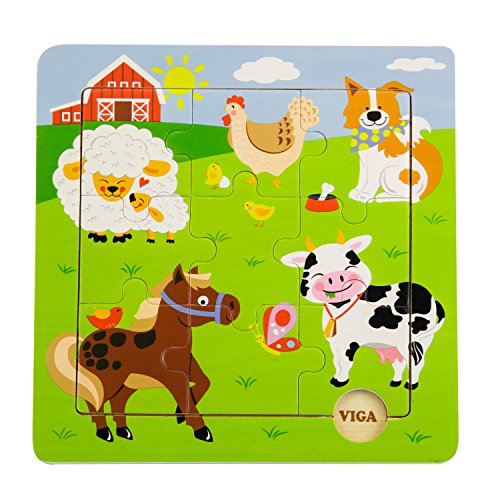 Viga 50837 Toys-Themenpuzzle-Bauernhof, Multi Color von Eitech