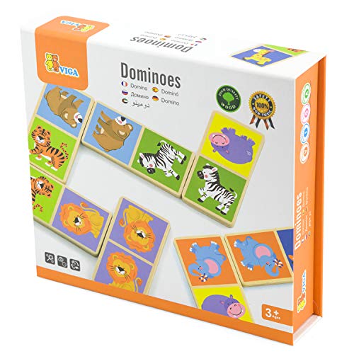 Viga 51307 Toys-Domino-Wildtiere, Multi Color von Eitech
