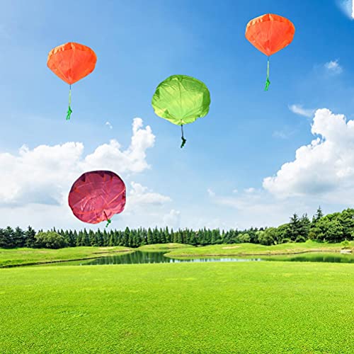 Ejoyous Fallschirmspielzeug für, Fliegende Fallschirm Herren Hand Werfen Fallschirm mit Licht für Jungenmädchen (Soldat Plus Heller Regenbogen) von Ejoyous