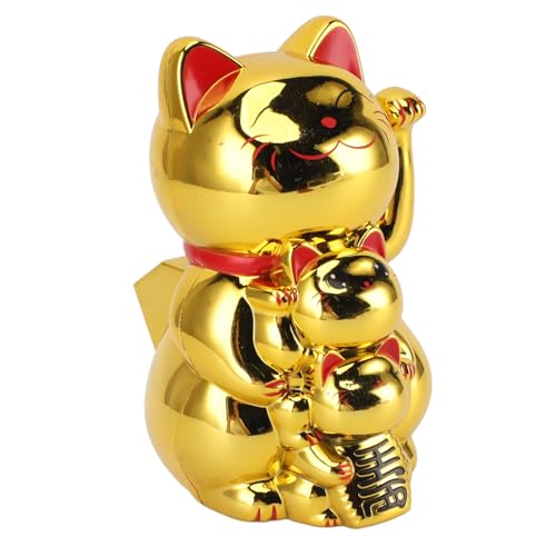 Ejoyous Lucky Fortune Cat, Lebhaftes und Lebendiges Design, Energieeffiziente, Premium -Handwerkskunst mit Solarantriebswellenarm Ornamet mit Lächelnder Katze, Anziehen Wohlstand und Glück für von Ejoyous