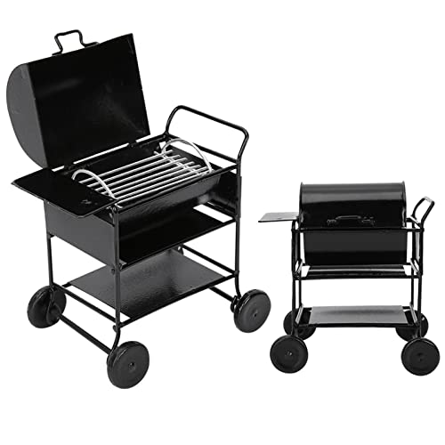 Minipuppenhaus BBQ Braten Zubehör Niedlicher Puppenhaus Miniatur Grillwagen Handwagen Küche Simulation Ornament 1:12 für Puppenhäuser, Dekoration für Küchen und Sammlerstück von Ejoyous