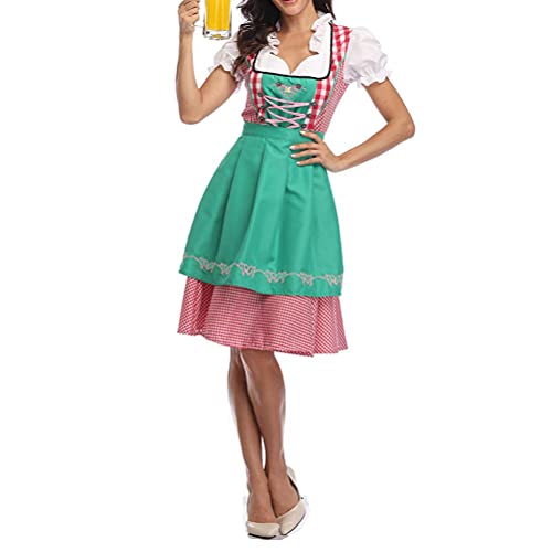 Ejoyous National Style Beer Festival Wench Kostüm Oktoberfest Dirndl Kleid mit Schürze Maid Uniform Anzug weich bequem einfach stilvoll, geeignet für Party Holiday Club (L=38) von Ejoyous