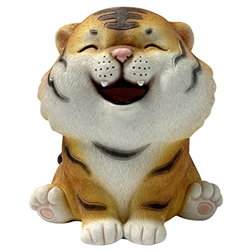 Ejoyous Tiger Spardose für Tier Sparschwein Münzsparbank aus robustem Resin süße Tierfigur 15.5 * 13.5 * 18cm 484g mit Geldöffnung bis 200 Münzen für Geburtstag Dekoration (gelber Tiger) von Ejoyous