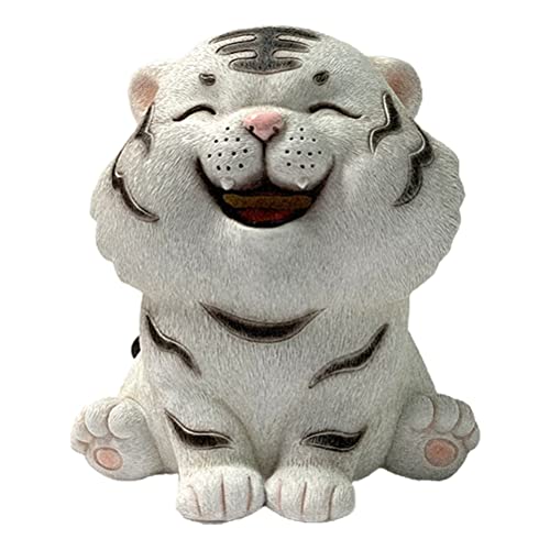 Ejoyous Tiger Spardose für Tier Sparschwein Münzsparbank aus robustem Resin süße Tierfigur 15.5 * 13.5 * 18cm 484g mit Geldöffnung bis 200 Münzen für Geburtstag Dekoration (weißer Tiger) von Ejoyous