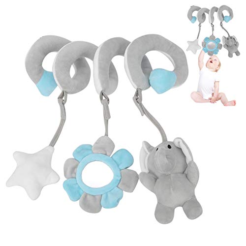 Kinderwagen Spielzeug für Babys, Kinderbett Spiralspielzeug, Baby Spielzeug Anhänger Spirale mit Plüschtieren Cute Bunny Spirale Baby Kinderwagen Spielzeug für Babys 0-6 Monate (Grauer Elefant) von Ejoyous