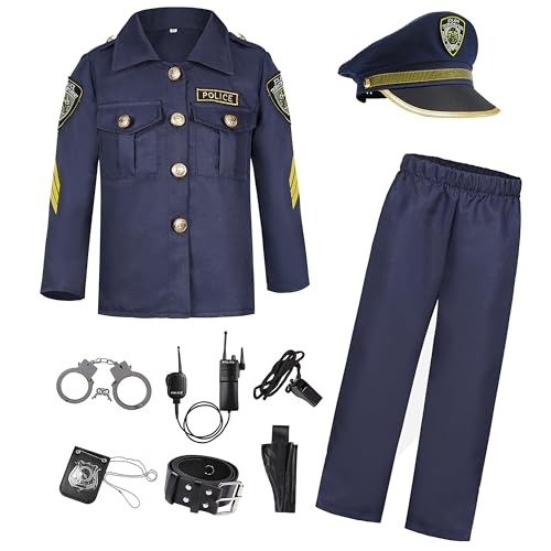 Ekoropshop Polizist Kostüm für Kinder, Polizeiuniform-Kostüm für Halloween, Cosplay, Party, Größe M Ekoropshop Polizist Kostüm für Kinder, Polizeiuniform-Kostüm für Halloween, Cosplay, Party, Größe M von Ekoropshop