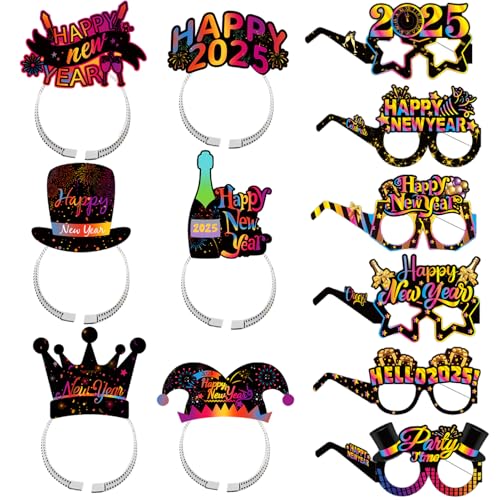 2025 Partybrille Silvester Haarreifen 12 Stück, 2025 Happy New Year Haarreifen, Brillen Silvester 2025, Silvester Deko, Happy New Year 2025 Deko, Geeignet für die Ganze Familie 2025 Partybrille Silvester Haarreifen 12 Stück, 2025 Happy New Year Haarreifen, Brillen Silvester 2025, Silvester Deko, Happy New Year 2025 Deko, Geeignet für die Ganze Familie von Ekukeon