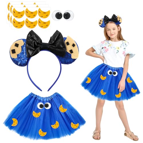 Ekukeon Cookie Monster Kostüm Damen Mädchen,Krümelmonster Kostüm,Tüll Rock+Cookie Keks Monster Haarreif+Kulleraugen Aufkleber+Cookie Aufkleber,für Fasching Karneval Halloween Maskerade Cosplay (Kind) Ekukeon Cookie Monster Kostüm Damen Mädchen,Krümelmonster Kostüm,Tüll Rock+Cookie Keks Monster Haarreif+Kulleraugen Aufkleber+Cookie Aufkleber,für Fasching Karneval Halloween Maskerade Cosplay (Kind) von Ekukeon