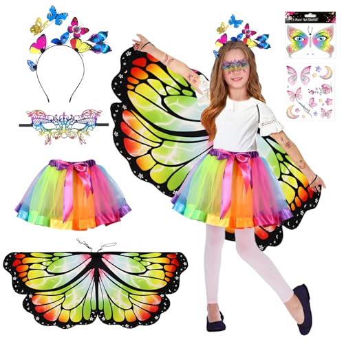 Ekukeon Schmetterlingskostüm für Kinder, 6-teiliges Set mit Schmetterlingsflügeln, Tutu, Haarreif, Maske, Tattoo und Aufkleber für Karneval, Fasching, Mottopartys, Cosplay & mehr Ekukeon Schmetterlingskostüm für Kinder, 6-teiliges Set mit Schmetterlingsflügeln, Tutu, Haarreif, Maske, Tattoo und Aufkleber für Karneval, Fasching, Mottopartys, Cosplay & mehr von Ekukeon
