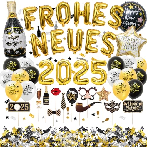 Silvester Deko 2025 - Frohes Neues Jahr Ballon, Foto Requisiten, Glitzer Confetti Tischdeko, Happy New Year Dekoration, Silvesterparty Silvester Deko 2025 - Frohes Neues Jahr Ballon, Foto Requisiten, Glitzer Confetti Tischdeko, Happy New Year Dekoration, Silvesterparty von Ekukeon