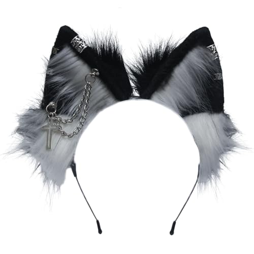 Ekwikzz Handgefertigte Katzen-Cosplay-Ohren – niedliche Katze, Wolf, Fuchsohren, Stirnbänder, Clips, Zubehör, hohle Kreuz-Ohrringe, EK27 von Ekwikzz